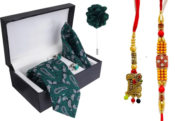 Multicolor_Bhaiya_Bhabhi_Rakhi_&_Tie_New_19_Kundan_Rakhi,_Bracelet,_Cufflink,_Lumba,_Thali__Set_(Pack_Of_2_Bhaiya_And_Bhabhi_Rakhi)