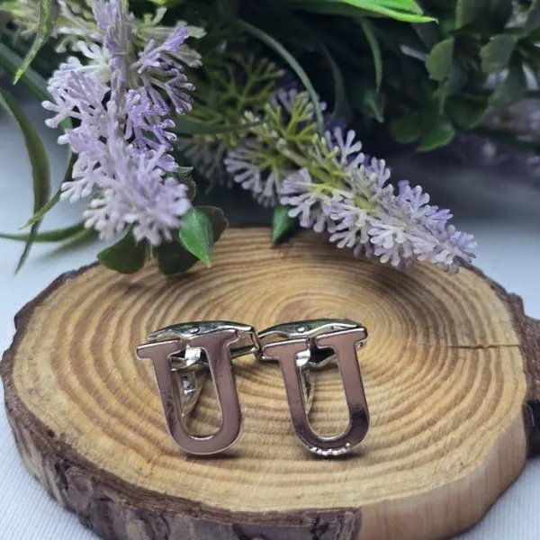 U_Alphabet_Silver_Cufflinks_for_Men_|_Initial_Letter_�U�_Personalized_Luxury_Cuff_Links_|_Premium_Polished_Metal_Shirt,_Coat_&_Blazer_Cufflinks_|_Wedding,_Office_|_Stylish_Gift_for_Men_|_Set_of_2
