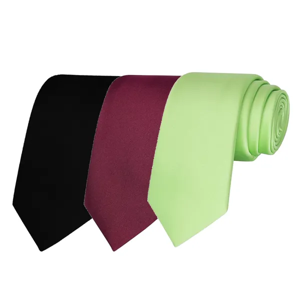 Calixto_Solid_Design_Men's_Black,Wine,Green_Solid_Color_Necktie_For_Men's_,_Polyster_Smooth_Fabric_Necktie_(Pack_Of_3)
