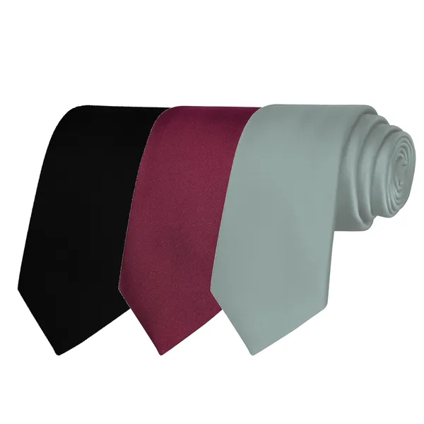 Calixto_Solid_Design_Men's_Black,Wine,Silver_Solid_Color_Necktie_For_Men's_,_Polyster_Smooth_Fabric_Necktie_(Pack_Of_3)