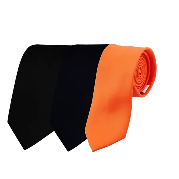 Calixto_Solid_Design_Men's_Black,Dark_Blue,Orange_Solid_Color_Necktie_For_Men's_,_Polyster_Smooth_Fabric_Necktie_(Pack_Of_3)