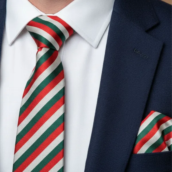 Multicolour_Stripes_Design,_Poly_Cotton_Smooth_Fabric,Roomy_Stripes_Neck_Tie_With_Pocket_Square