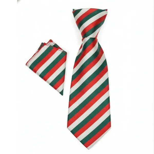 Multicolour_Stripes_Design,_Poly_Cotton_Smooth_Fabric,Roomy_Stripes_Neck_Tie_With_Pocket_Square