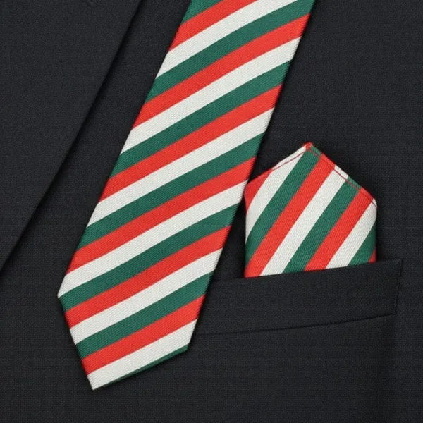 Multicolour_Stripes_Design,_Poly_Cotton_Smooth_Fabric,Roomy_Stripes_Neck_Tie_With_Pocket_Square