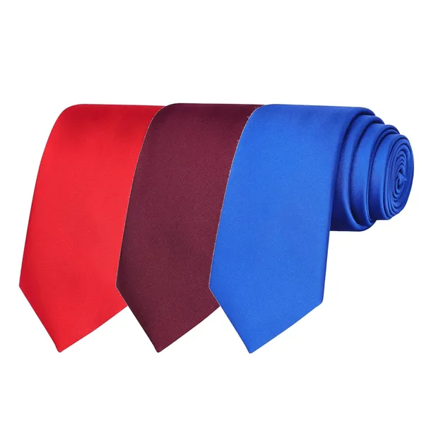 Calixto_Solid_Design_Men's_Blood_Red,Wine,Light_Blue_Solid_Color_Necktie_For_Men's_,_Polyster_Smooth_Fabric_Necktie_(Pack_Of_3)