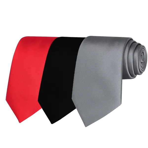 Calixto_Solid_Design_Men's_Blood_Red,Black,Grey_Solid_Color_Necktie_For_Men's_,_Polyster_Smooth_Fabric_Necktie_(Pack_Of_3)