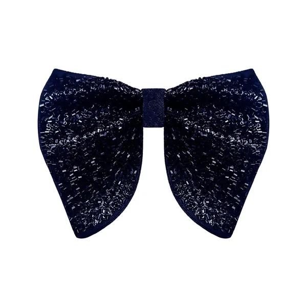 Blue_Premium_Butterfly_Embroidery_Cut_Dana_Micro_Fabric_Oversize_Big_Bow_Tie_For_Men_With_Flower_Brooch_Pin_|Black|_(Free_Size)