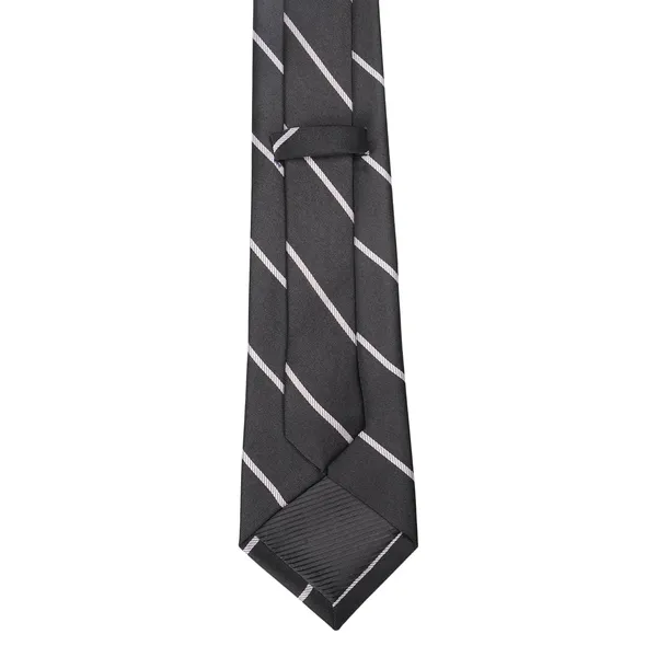 Black_With_White_Line_Men_Tie_And_Pocket_Square,_Material_Polyster_Color_Tie
