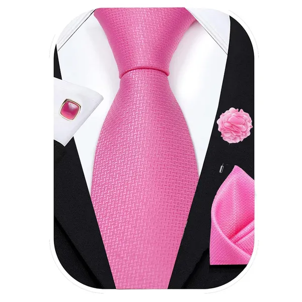 Baby_Pink_Microfiber_Criss_Cross_Pattern_Silky_Necktie_With_Pocket_Square,_Cufflinks_&_Brooch_Pin_Leather_Gift_Box_(Set_of_4)