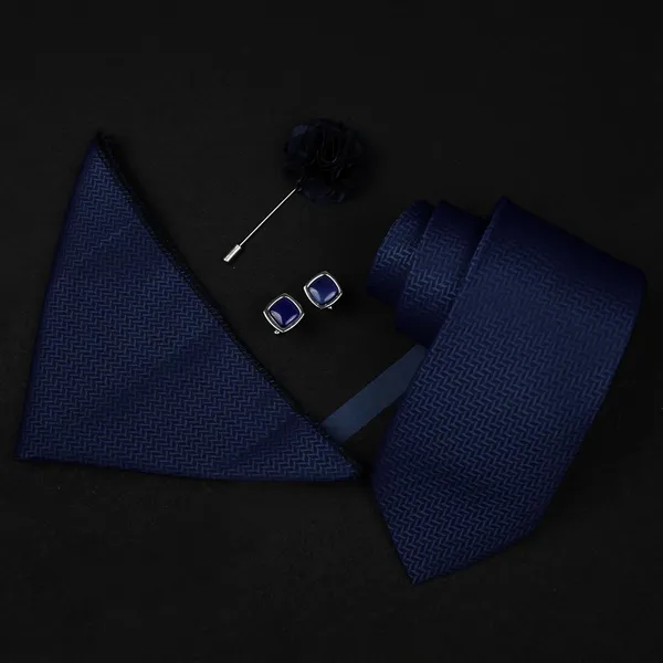 Navy_Blue_Men_Microfiber_Criss_Cross_Pattern_Necktie_With_Pocket_Square_Cufflinks_&_Brooch_Pin_Formal_Tie_With_Leatherite_Box|_Leather_Gift_Box