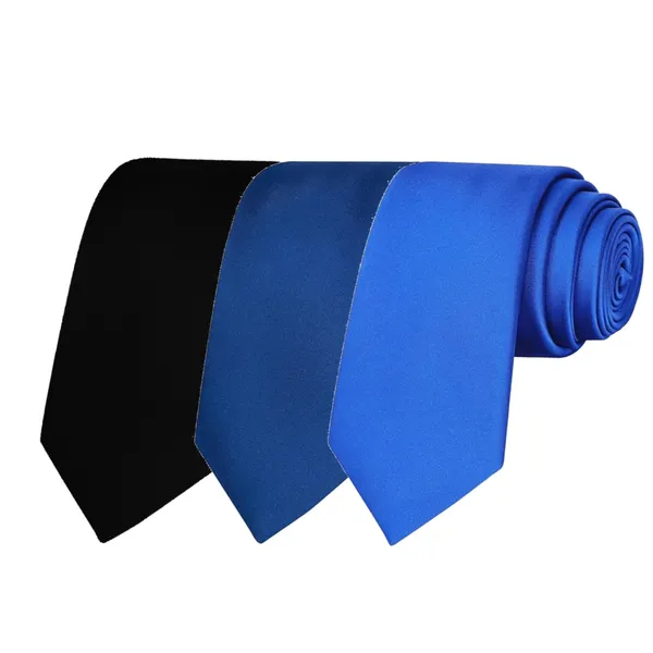 Calixto_Solid_Design_Men's_Black,Blue_,Light_Blue_Solid_Color_Necktie_For_Men's_,_Polyster_Smooth_Fabric_Necktie_(Pack_Of_3)