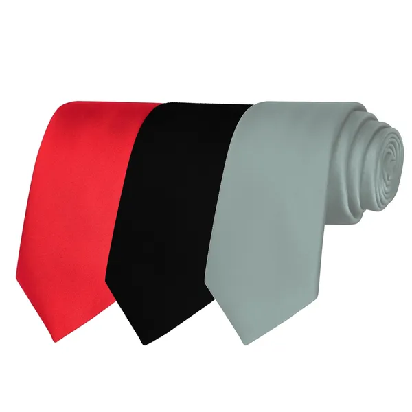 Calixto_Solid_Design_Men's_Blood_Red,Black,Silver_Solid_Color_Necktie_For_Men's_,_Polyster_Smooth_Fabric_Necktie_(Pack_Of_3)
