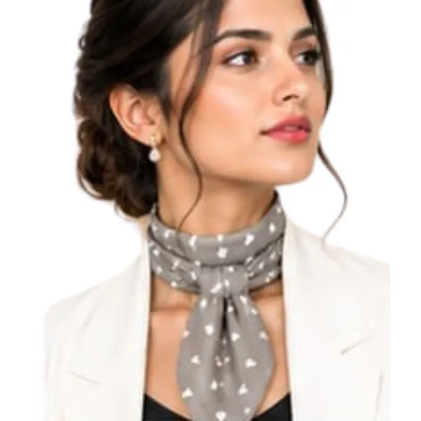 Unisex_Neck_Scarf_for_Men_&_Women_–_Beige_Taupe_Printed_Ascot_Scarf_–_Elegant_Neck_Wrap,_Small_Triangle_Pattern,_Fashion_Scarf_for_Any_Outfit
