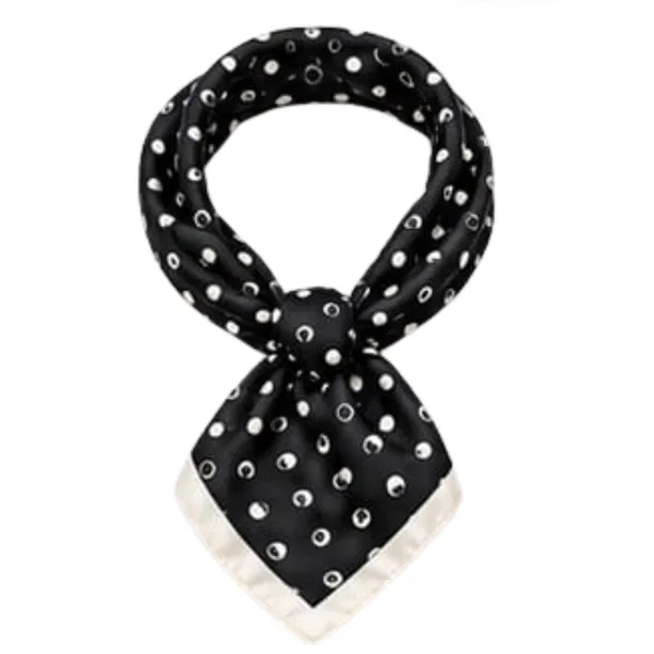 Unisex_Silk-Feel_Satin_Scarf_&_Ascot_for_Men_and_Women_–_Classic_Black_&_White_Polka_Dot_Print_Neckerchief,_Vintage_Cravat_Tie,_Multi-Purpose_Headband,_Hair_Wrap,_and_Fashion_Neck_Scarf
