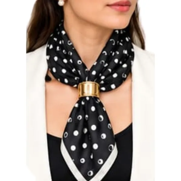 Unisex_Silk-Feel_Satin_Scarf_&_Ascot_for_Men_and_Women_–_Classic_Black_&_White_Polka_Dot_Print_Neckerchief,_Vintage_Cravat_Tie,_Multi-Purpose_Headband,_Hair_Wrap,_and_Fashion_Neck_Scarf