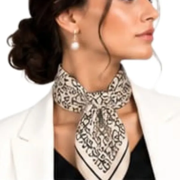 Unisex_Silk-Feel_Satin_Scarf_&_Ascot_for_Men_and_Women_–_Elegant_Beige_&_Black_Abstract_Looped_Monogram_Print_Neckerchief,_Vintage_Cravat_Tie,_Multi-Purpose_Headband,_Hair_Wrap,_and_Fashion_Neck_Scarf