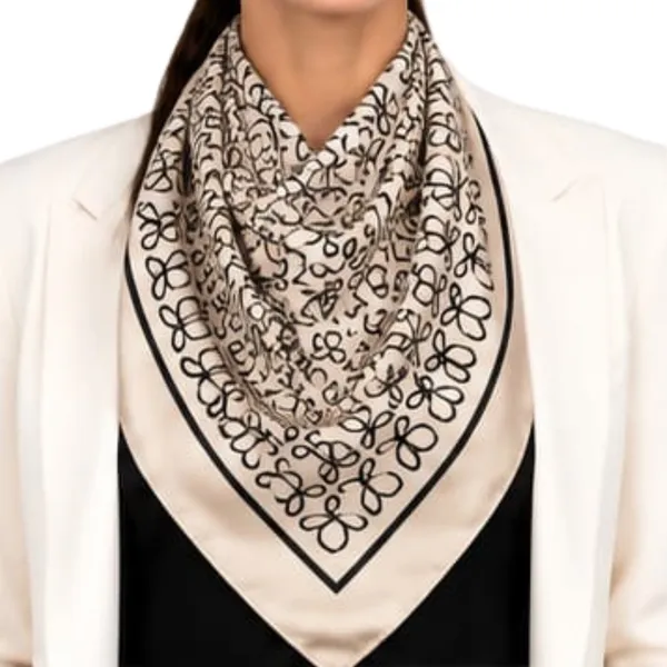 Unisex_Silk-Feel_Satin_Scarf_&_Ascot_for_Men_and_Women_–_Elegant_Beige_&_Black_Abstract_Looped_Monogram_Print_Neckerchief,_Vintage_Cravat_Tie,_Multi-Purpose_Headband,_Hair_Wrap,_and_Fashion_Neck_Scarf