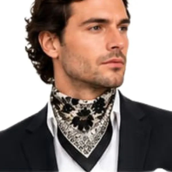 Unisex_Silk-Feel_Satin_Scarf_&_Ascot_for_Men_and_Women_–_Elegant_Beige_&_Black_Large_Floral_Blossom_Print_Neckerchief,_Vintage_Cravat_Tie,_Multi-Purpose_Headband,_Hair_Wrap,_and_Fashion_Neck_Scarf