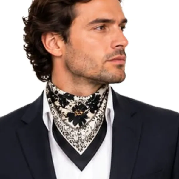 Unisex_Silk-Feel_Satin_Scarf_&_Ascot_for_Men_and_Women_–_Elegant_Beige_&_Black_Large_Floral_Blossom_Print_Neckerchief,_Vintage_Cravat_Tie,_Multi-Purpose_Headband,_Hair_Wrap,_and_Fashion_Neck_Scarf