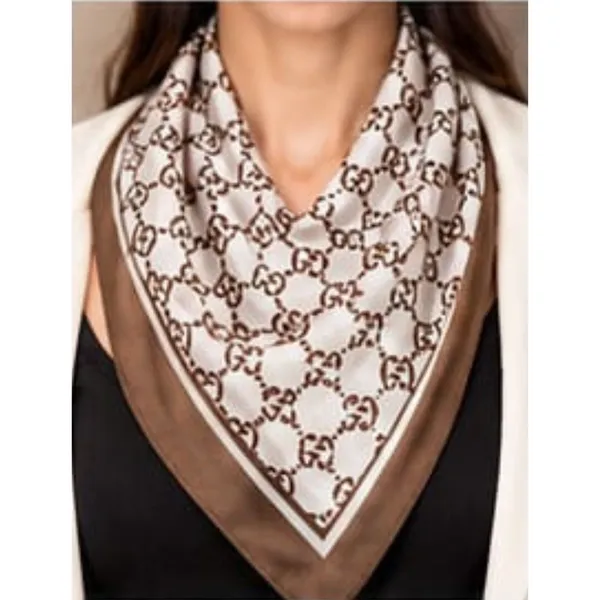 Unisex_Silk-Feel_Satin_Scarf_&_Ascot_for_Men_and_Women_–_Elegant_Beige_&_Brown_Interlocking_Chain_Print_Neckerchief,_Vintage_Cravat_Tie,_Multi-Purpose_Headband,_Hair_Wrap,_and_Fashion_Neck_Scarf