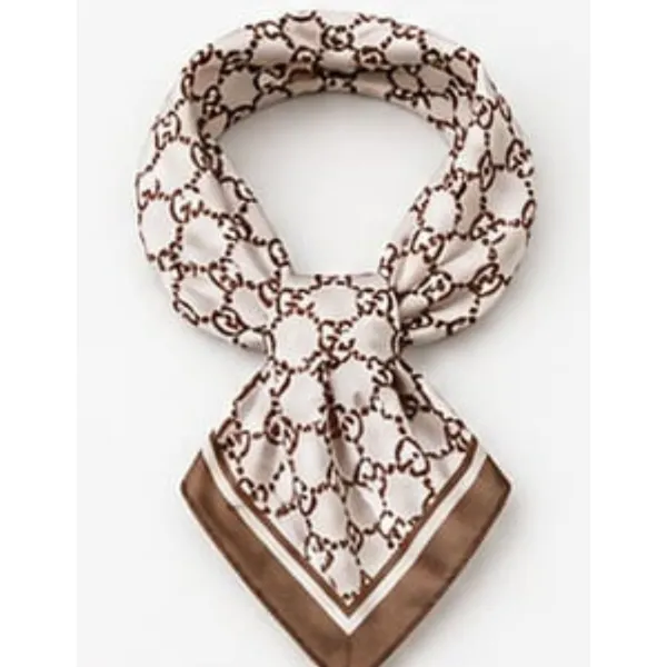 Unisex_Silk-Feel_Satin_Scarf_&_Ascot_for_Men_and_Women_–_Elegant_Beige_&_Brown_Interlocking_Chain_Print_Neckerchief,_Vintage_Cravat_Tie,_Multi-Purpose_Headband,_Hair_Wrap,_and_Fashion_Neck_Scarf