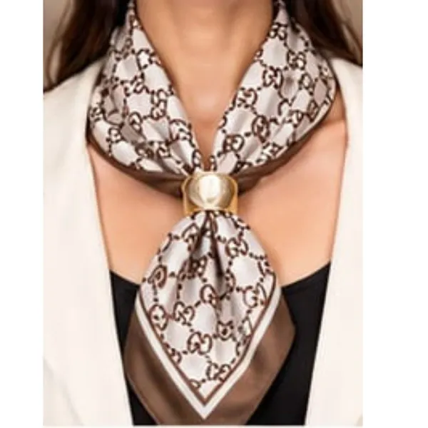 Unisex_Silk-Feel_Satin_Scarf_&_Ascot_for_Men_and_Women_–_Elegant_Beige_&_Brown_Interlocking_Chain_Print_Neckerchief,_Vintage_Cravat_Tie,_Multi-Purpose_Headband,_Hair_Wrap,_and_Fashion_Neck_Scarf