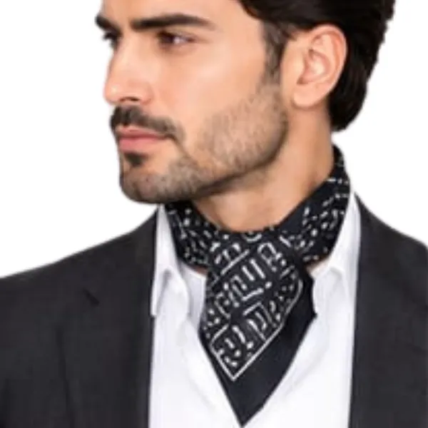 Unisex_Silk-Feel_Satin_Scarf_&_Ascot_for_Men_and_Women_–_Elegant_Black_&_White_Abstract_Tribal_Script_Print_Neckerchief,_Vintage_Cravat_Tie,_Multi-Purpose_Headband,_Hair_Wrap,_and_Fashion_Neck_Scarf