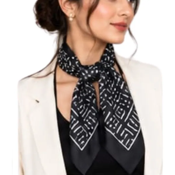 Unisex_Silk-Feel_Satin_Scarf_&_Ascot_for_Men_and_Women_–_Elegant_Black_&_White_Abstract_Tribal_Script_Print_Neckerchief,_Vintage_Cravat_Tie,_Multi-Purpose_Headband,_Hair_Wrap,_and_Fashion_Neck_Scarf
