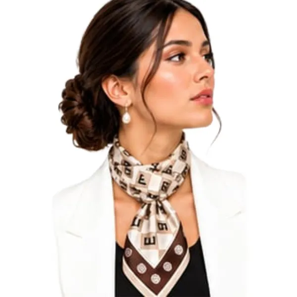 Unisex_Silk-Feel_Satin_Scarf_&_Ascot_for_Men_and_Women_–_Elegant_Brown_&_Cream_Checkerboard_Monogram_Print_Neckerchief,_Vintage_Cravat_Tie,_Multi-Purpose_Headband,_Hair_Wrap,_and_Fashion_Neck_Scarf