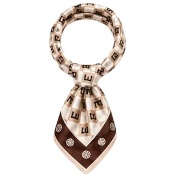 Unisex_Silk-Feel_Satin_Scarf_&_Ascot_for_Men_and_Women_–_Elegant_Brown_&_Cream_Checkerboard_Monogram_Print_Neckerchief,_Vintage_Cravat_Tie,_Multi-Purpose_Headband,_Hair_Wrap,_and_Fashion_Neck_Scarf