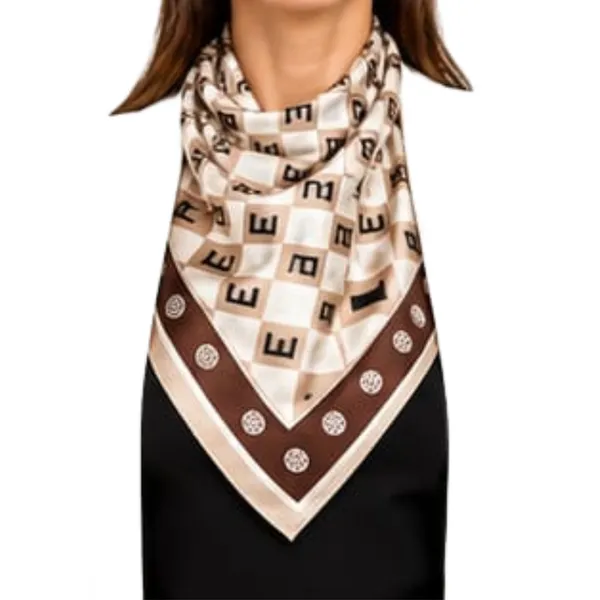Unisex_Silk-Feel_Satin_Scarf_&_Ascot_for_Men_and_Women_–_Elegant_Brown_&_Cream_Checkerboard_Monogram_Print_Neckerchief,_Vintage_Cravat_Tie,_Multi-Purpose_Headband,_Hair_Wrap,_and_Fashion_Neck_Scarf