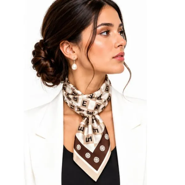 Unisex_Silk-Feel_Satin_Scarf_&_Ascot_for_Men_and_Women_–_Elegant_Brown_&_Cream_Checkerboard_Monogram_Print_Neckerchief,_Vintage_Cravat_Tie,_Multi-Purpose_Headband,_Hair_Wrap,_and_Fashion_Neck_Scarf