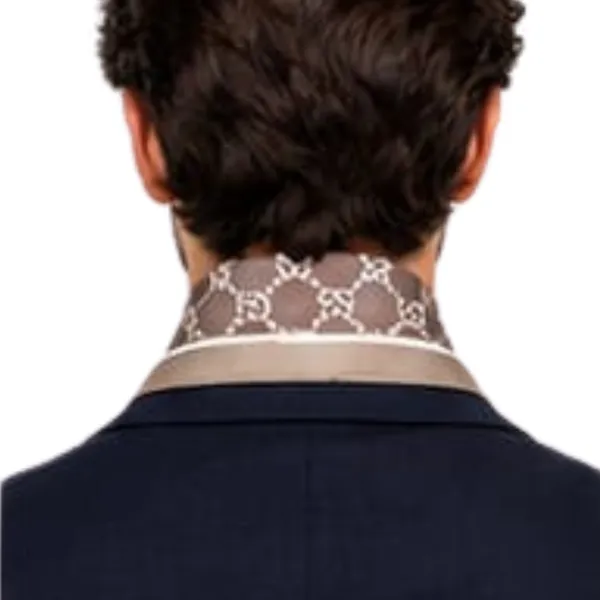 Unisex_Silk-Feel_Satin_Scarf_&_Ascot_for_Men_and_Women_–_Elegant_Brown_&_Cream_Interlocking_Chain_Print_Neckerchief,_Vintage_Cravat_Tie,_Multi-Purpose_Headband,_Hair_Wrap,_and_Fashion_Neck_Scarf