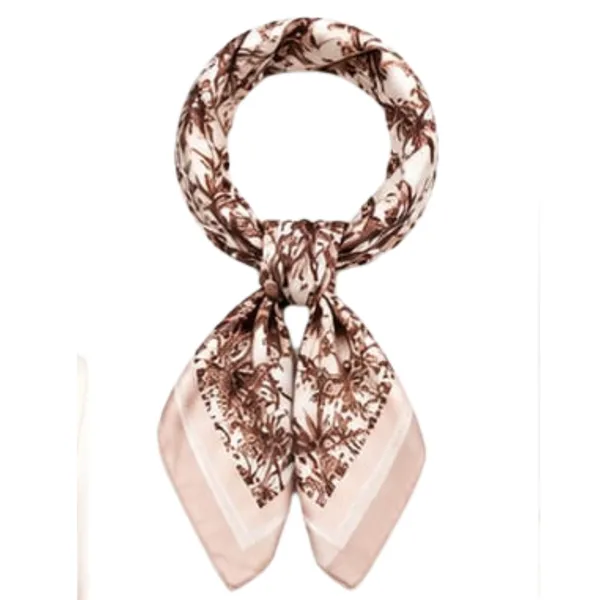 Unisex_Silk-Feel_Satin_Scarf_&_Ascot_for_Men_and_Women_–_Elegant_Cream_&_Brown_Botanical_Scenic_Print_Neckerchief,_Vintage_Cravat_Tie,_Multi-Purpose_Headband,_Hair_Wrap,_and_Fashion_Neck_Scarf