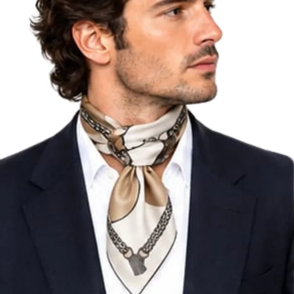 Unisex_Silk-Feel_Satin_Scarf_&_Ascot_for_Men_and_Women_–_Elegant_Gold,_Cream_&_Black_Braided_Rope_&_Tassel_Print_Neckerchief,_Vintage_Cravat_Tie,_Multi-Purpose_Headband,_Hair_Wrap,_and_Fashion_Neck_Scarf