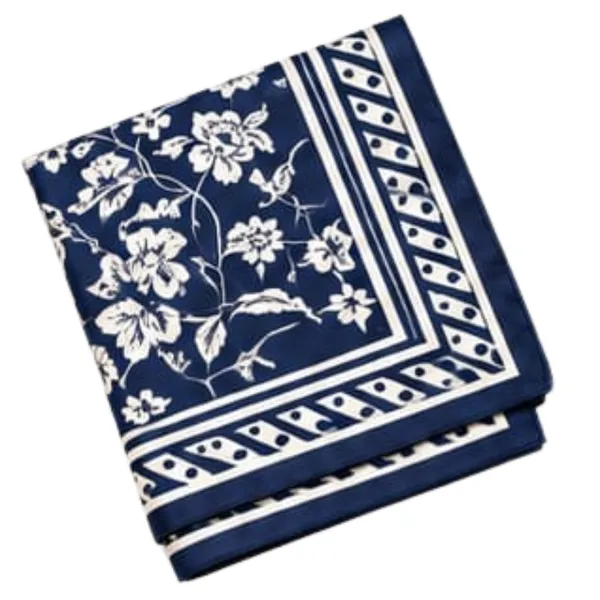 Unisex_Silk-Feel_Satin_Scarf_&_Ascot_for_Men_and_Women_–_Elegant_Navy_Blue_&_Cream_Botanical_Floral_Print_Neckerchief,_Vintage_Cravat_Tie,_Multi-Purpose_Headband,_Hair_Wrap,_and_Fashion_Neck_Scarf