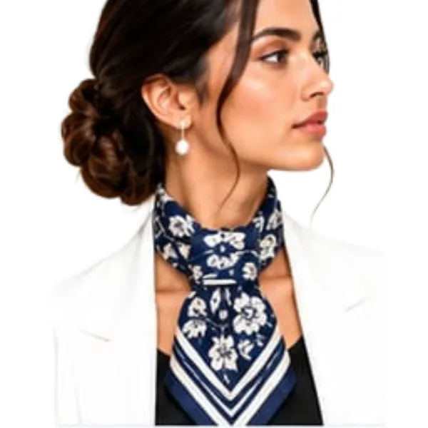 Unisex_Silk-Feel_Satin_Scarf_&_Ascot_for_Men_and_Women_–_Elegant_Navy_Blue_&_Cream_Botanical_Floral_Print_Neckerchief,_Vintage_Cravat_Tie,_Multi-Purpose_Headband,_Hair_Wrap,_and_Fashion_Neck_Scarf