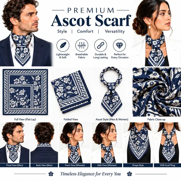 Unisex_Silk-Feel_Satin_Scarf_&_Ascot_for_Men_and_Women_–_Elegant_Navy_Blue_&_Cream_Botanical_Floral_Print_Neckerchief,_Vintage_Cravat_Tie,_Multi-Purpose_Headband,_Hair_Wrap,_and_Fashion_Neck_Scarf