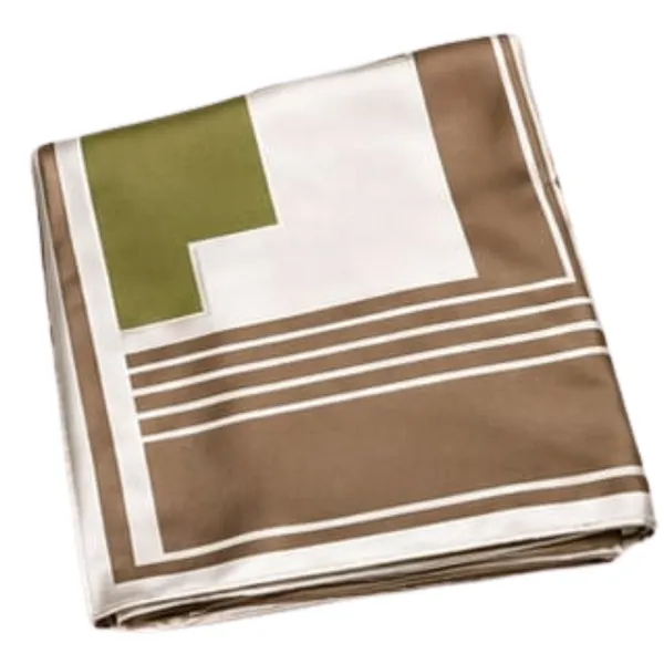 Unisex_Silk-Feel_Satin_Scarf_&_Ascot_for_Men_and_Women_–_Elegant_Olive_Green,_Brown_&_Cream_Geometric_Striped_Framed_Neckerchief,_Vintage_Cravat_Tie,_Multi-Purpose_Headband,_Hair_Wrap,_and_Fashion_Neck_Scarf