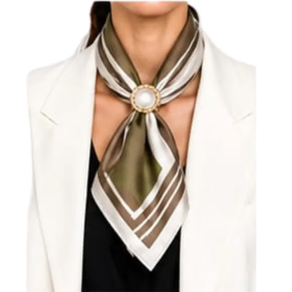 Unisex_Silk-Feel_Satin_Scarf_&_Ascot_for_Men_and_Women_–_Elegant_Olive_Green,_Brown_&_Cream_Geometric_Striped_Framed_Neckerchief,_Vintage_Cravat_Tie,_Multi-Purpose_Headband,_Hair_Wrap,_and_Fashion_Neck_Scarf