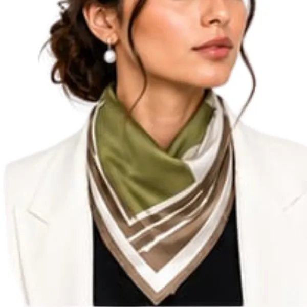 Unisex_Silk-Feel_Satin_Scarf_&_Ascot_for_Men_and_Women_–_Elegant_Olive_Green,_Brown_&_Cream_Geometric_Striped_Framed_Neckerchief,_Vintage_Cravat_Tie,_Multi-Purpose_Headband,_Hair_Wrap,_and_Fashion_Neck_Scarf