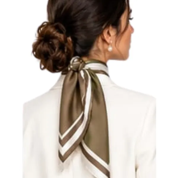 Unisex_Silk-Feel_Satin_Scarf_&_Ascot_for_Men_and_Women_–_Elegant_Olive_Green,_Brown_&_Cream_Geometric_Striped_Framed_Neckerchief,_Vintage_Cravat_Tie,_Multi-Purpose_Headband,_Hair_Wrap,_and_Fashion_Neck_Scarf