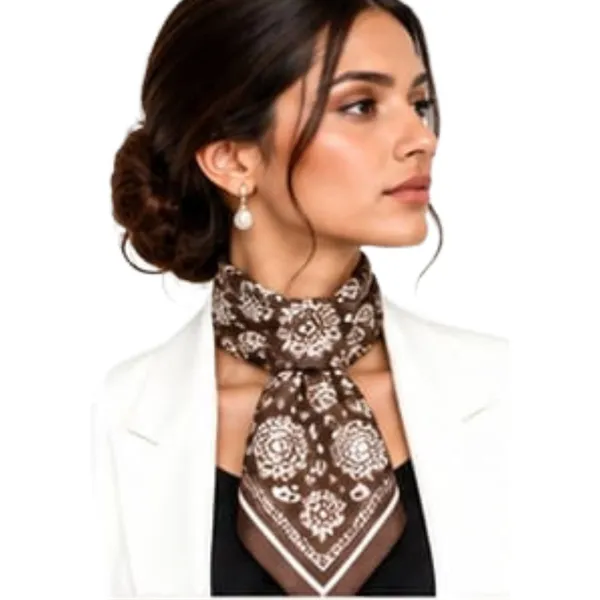 Unisex_Silk-Feel_Satin_Scarf_&_Ascot_for_Men_and_Women_–_Elegant_Rich_Brown_&_White_Bandana_Floral_Print_Neckerchief,_Vintage_Cravat_Tie,_Multi-Purpose_Headband,_Hair_Wrap,_and_Fashion_Neck_Scarf