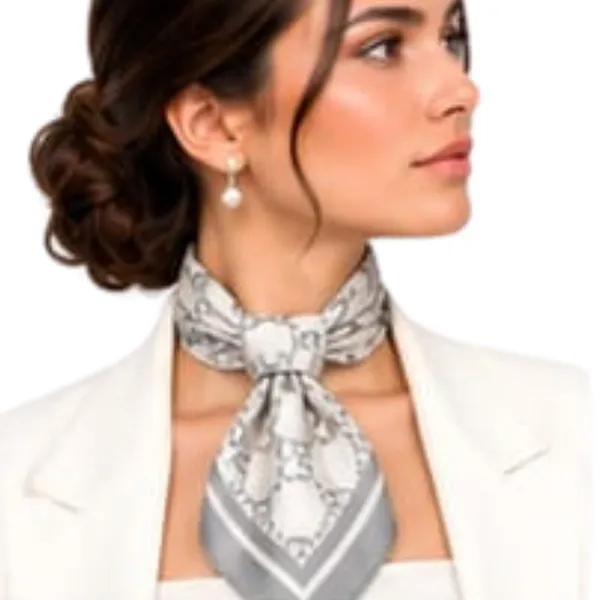 Unisex_Silk-Feel_Satin_Scarf_&_Ascot_for_Men_and_Women_–_Elegant_Silver-Grey_&_Cream_Monogram_Print_Neckerchief,_Vintage_Cravat_Tie,_Multi-Purpose_Headband,_Hair_Wrap,_and_Fashion_Neck_Scarf