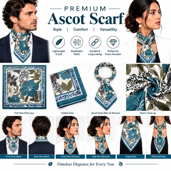 Unisex_Silk-Feel_Satin_Scarf_&_Ascot_for_Men_and_Women_–_Elegant_Teal_Blue_&_Cream_Large_Floral_Blossom_Print_Neckerchief,_Vintage_Cravat_Tie,_Multi-Purpose_Headband,_Hair_Wrap,_and_Fashion_Neck_Scarf