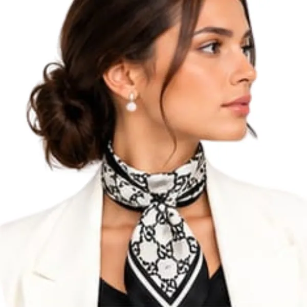 Unisex_Silk-Feel_Satin_Scarf_&_Ascot_for_Men_and_Women_–_Elegant_White_&_Black_Interlocking_Chain_Print_Neckerchief,_Vintage_Cravat_Tie,_Multi-Purpose_Headband,_Hair_Wrap,_and_Fashion_Neck_Scarf