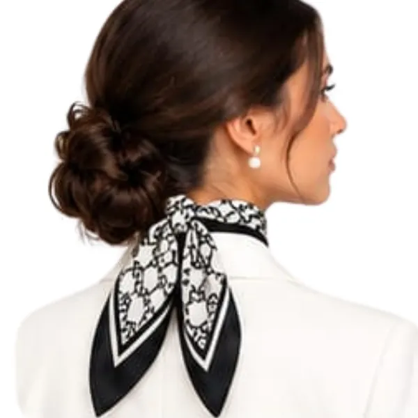 Unisex_Silk-Feel_Satin_Scarf_&_Ascot_for_Men_and_Women_–_Elegant_White_&_Black_Interlocking_Chain_Print_Neckerchief,_Vintage_Cravat_Tie,_Multi-Purpose_Headband,_Hair_Wrap,_and_Fashion_Neck_Scarf
