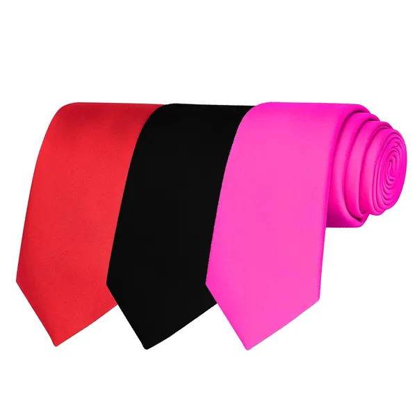 Calixto_Solid_Design_Men's_Blood_Red,Black,Pink_Solid_Color_Necktie_For_Men's_,_Polyster_Smooth_Fabric_Necktie_(Pack_Of_3)