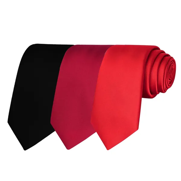 Calixto_Solid_Design_Men's_Black,Maroon,Red_Solid_Color_Necktie_For_Men's_,_Polyster_Smooth_Fabric_Necktie_(Pack_Of_3)