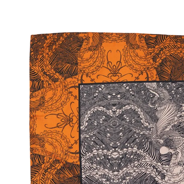Calixto_Luxury_Silk_Square_Scarf_for_Women_–_Printed_Orange_&_Black_Designer_Bandana_for_Neck,_Head,_or_Handbag_|_Soft_Lightweight_Fashion_Accessory